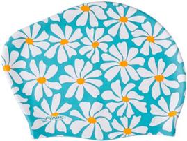 Finis long hair silicone cap print turquoise turkis