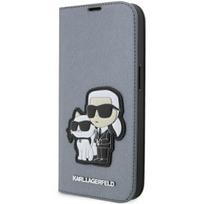 Karl Lagerfeld atverčiamas dėklas iPhone 14 Pro Max – sidabrinis