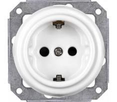 Elhard - Keraminė retro namų rozetė be rėmelio SCHUKO 230 V balta