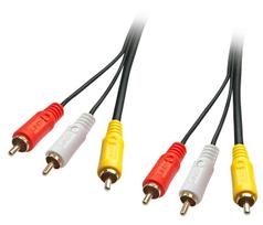 Garso Ir Vaizdo Kabelis - Lindy 3xRCA Kompozitinis Vaizdo Ir Stereo Garso 2 M Paauksuotas
