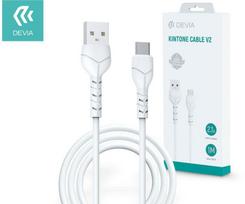 USB laidas Devia Kintone Type-C 1.0m baltas 5V 2.1A