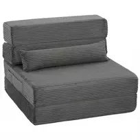Grindų kėdė su nugaros atrama, „Cord Boneless Cloud“ sulankstoma sofa-lova su storu paminkštinimu, tamsiai pilka