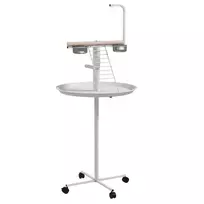 Paukščių lesyklėlė su lesinimo stotele su ratukais, plienas, balta Ø60 x 138H cm
