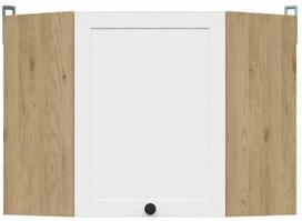 Kampinė pakabinama virtuvės spintelė Junona Line, balta sp./bernstein oak sp., 60 cm x 60 cm x 57.3 cm