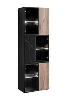 Vitrina ASM Cannes, juoda sp./vicking oak sp., 60.2 cm x 37 cm x 181.5 cm
