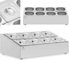 Royal Catering Vitrinos stovas 8 x GN 1/6 maitinimo konteineriams + konteineriams su dangteliais