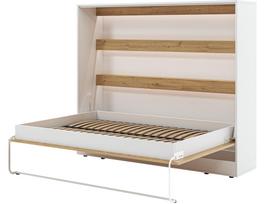 Lova pusantros vietos Devesto Horizontal LED, 140 x 200 cm, balta sp./artisan oak sp., be čiužinio, su grotelėmis