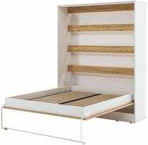 Lova dvigulė Devesto Vertical LED, 160 x 200 cm, balta sp./artisan oak sp., be čiužinio, su grotelėmis