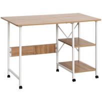 Sulankstomas stalas Rašomasis stalas Pagalbinis stalas Biuro stalas Mobilus kompiuterio stalas su ratukais MDF natūralus 107 x 55 x 76 cm