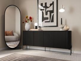 Cama VERA Komoda 190x40x80 Juoda Matinė – Moderni MDF Komoda su stalčiais
