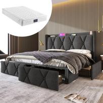 Dvigulė lova su USB ir 4 stalčiais 140x200cm su čiužiniu 1 vnt