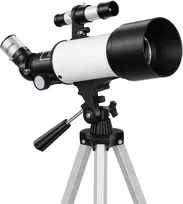 Koduva Astronominis refraktorinis teleskopas pradedantiesiems su stovu, 70 mm, baltas ir juodas