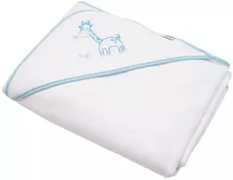Kūdikių frotinis rankšluostis su siuvinėjimu ir gobtuvu New Baby 100x100 balta žirafa