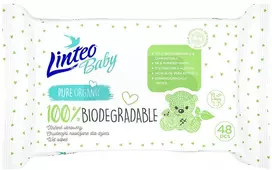 Linteo kūdikių drėgnos servetėlės 100 % biologiškai skaidžios, 48 vnt.