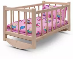 Medinė lėlių lovelė-lopšys su patalyne Baby Mix meškiukai