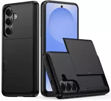 Hurtel AMORUS Samsung Galaxy S26 dėklas su slankiojančiu kortelių laikikliu – juodos spalvos