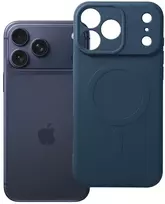 Oem dėklas, skirtas iPhone 18 Pro Max / 17 Pro Max, silikoninis su MagSafe suderinamumu (apsaugo kamerą), tamsiai mėlynas