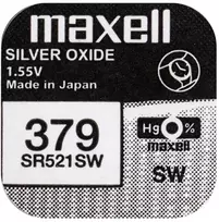 Baterija - Maxell 379 SR521SW Sidabro Oksido Laikrodžio Baterija, 1 Vnt.