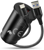 Automobilinis Įkroviklis - everActive CC-15QC 18W su USB-C Kabeliu LED, Juoda