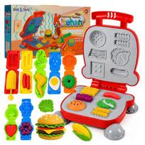Plastilinas lipni masė sumuštinių keptuvė mėsainis formelės 3D rinkinys vaikams 40 dalių „click4toys“