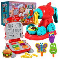 Plastilinas lipni masė makaronų gaminimo mašinėlė skrudintuvas mėsainis formelės rinkinys vaikams 51 elementas „click4toys“