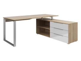Kampinis rašomasis stalas Nevada, tamsaus ąžuolo/baltos spalvos