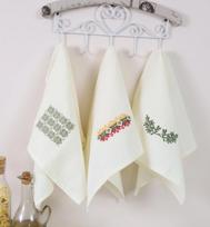 Textile Idea virtuvinių rankšluosčių rinkinys Waffle Tautiniai ornamentai
