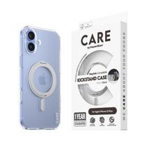 Dėklas CARE iPhone 16 Plus Skaidrus su Silver Kickstand MagSafe