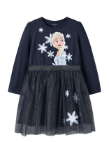 Name It - Nmfosimi Frozen Ls Tulle Dress Noos Wdi - Suknelė ilgomis rankovėmis - Tamsiai mėlyna