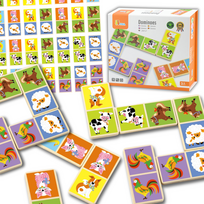VIGA edukacinis medinis domino kaladėlių žaidimas „Ūkis“, 28vnt., Montessori