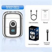 Barzdaskutė Dviejų galvučių elektrinis skustuvas su ekranu, sidabrinis, USB
