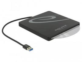 Delock External enclosure for 5.25" slot-in slim SATA drives 9.5 / 12.7 mm to USB Type-A connector (black)