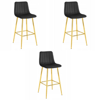 Baro kėdė POZZA, juoda su auksinėmis kojomis, 102 cm, 3 vnt.