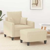 Sofa Krėslas su pakoja, kreminės spalvos, 60cm, audinys