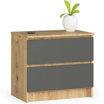 Naktinis staliukas Akord K60, ąžuolo sp./pilka sp., 55 cm x 60 cm x 40 cm