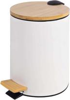 Besk DIANA Pedalinis kibiras 5L baltas, su bambukiniu dangteliu, soft close