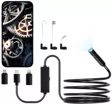 Endoskopo kamera su apšvietimu Apžiūros kamera con 8 LED apšvietimu con kabeliu Semirigido da 3 m boroskopas HD 1920P con Zoom 2X Impermeabile IP67 per Auto kabeliu Idraulico