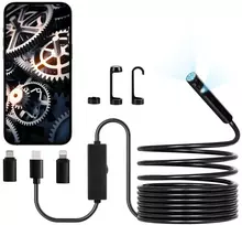 Endoskopo kamera su apšvietimu Apžiūros kamera HD 1920P con 8 + 1 Luce LED boroskopas a dvigubu lęšiu con Zoom 2X kabeliu Serpente da 5 m Impermeabile IP67 per Auto