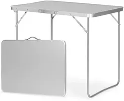 Bauerkraft Sulankstomas turizmo staliukas su lagaminu ir rankena 80x60x70 cm sidabro spalvos