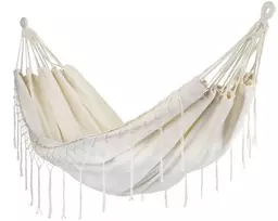 Bauerkraft Dvivietis sodo hamakas su kutais boho stiliaus 200x150 cm smėlio spalvos supynės gultas