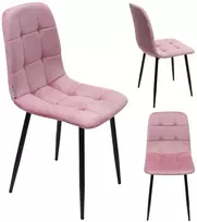 Bauerkraft Minkšta aksominė kėdė svetainei ir valgomajam, rožinė velvetinė palėpės stiliaus