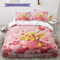 Mėgstantiems Pokemonus Patalynės Antklodės Komplektas Antklodės Užvalkalas Pagalvės Užvalkalas Namų Dekoras Gimtadienio Dovana (1 * antklodės užvalkalas + 2 * pagalvės užvalkalai, be šerdies) 135x200cm pink