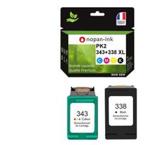 343 +338XL fabriqué en France, 2 Cartouche d'encre reconditionnée pour HP 343 +338 XL Noir / Couleur compatible Photosmart B8330 B8