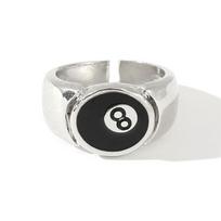 Aštuoneto juodas baseino biliardo kamuoliuko žiedas vyrui, Asmenybės žavesys, Kokteilio vakarėlio aksesuarai, Aštuoni, resizable white