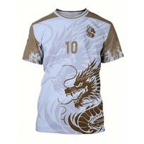 Men's printed football jersey with size 10, breathable short sleeves, crew neck L beige