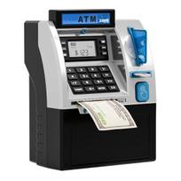 Vaikiška bankomatas-taupyklė su kortele, elektroninė grynųjų pinigų ir monetų taupyklė, edukacinis automatinis slaptažodžio bankomatas, dovana mažiems vaikams, berniukams ir mergaitėms juoda