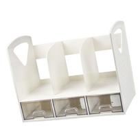Office Desktop Organizers and Accessories Desk Book Stand with 3 Sliding Drawer for Office Supplies white