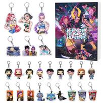 KPOP Demon Hunters Creative Xmas Advent Calendar Keychain Rumi Mira Zoey Blind Box Anime Surprise Children Festival Present gray