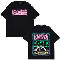 Imagine Dragons Hollywood Bowl Live Concert Double Sided Vintage T-Shirt Rock Band Oversized Cotton Unisex Tee 4XL pink