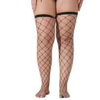 Freeauce Women Lace Thigh High Knee Stocking Lingerie Transparent Elastic Hollow Out Fishnets Sexy Plus Size Body Stockings Xxxl plus size brown